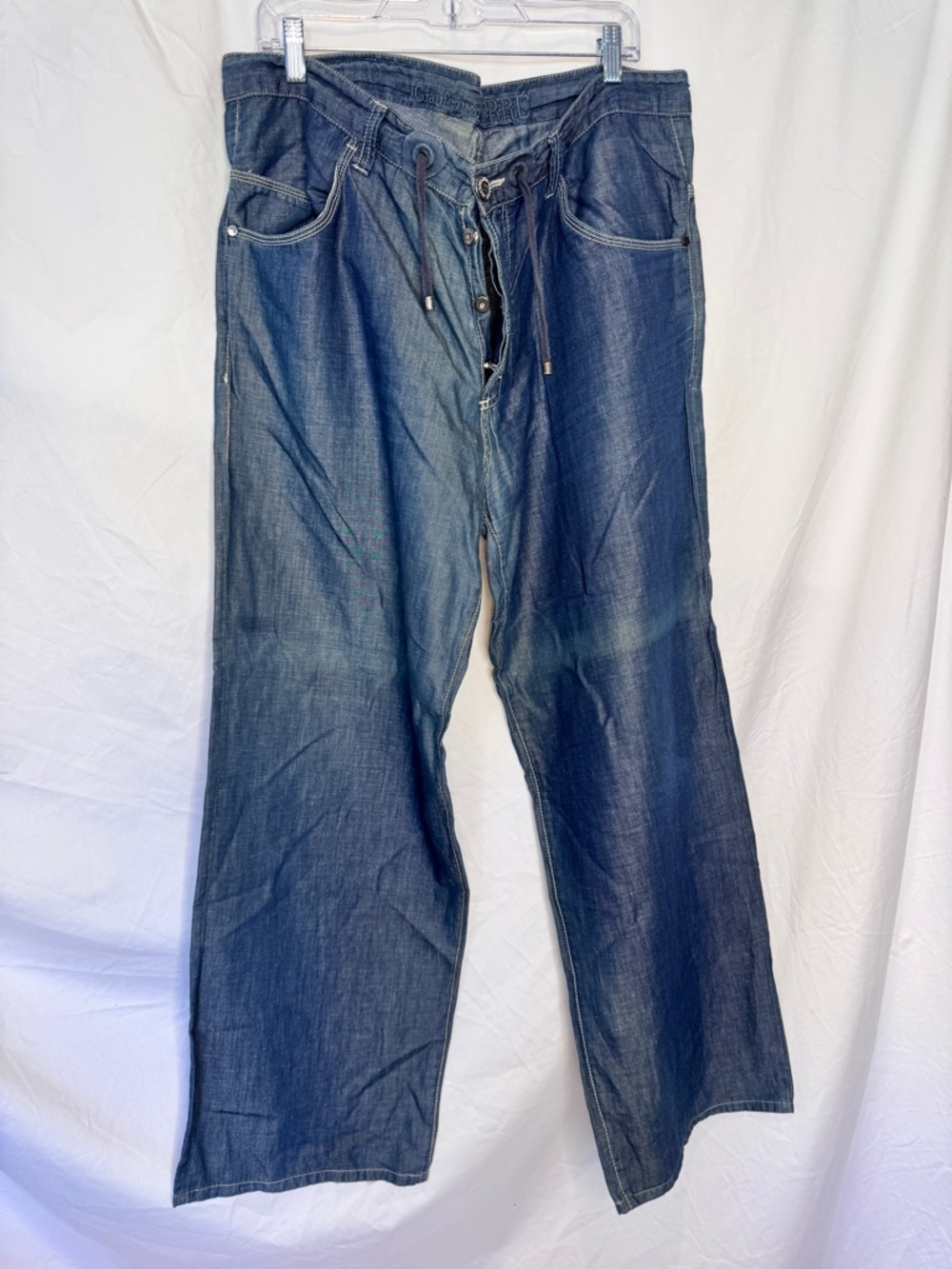 Gianfranco Ferre Dark Blue Relaxed Drawstring Light Weight Denim Jeans